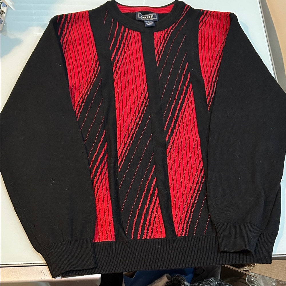 Vintage Peletri  Black and Red Crewneck graphic geometric Sweater